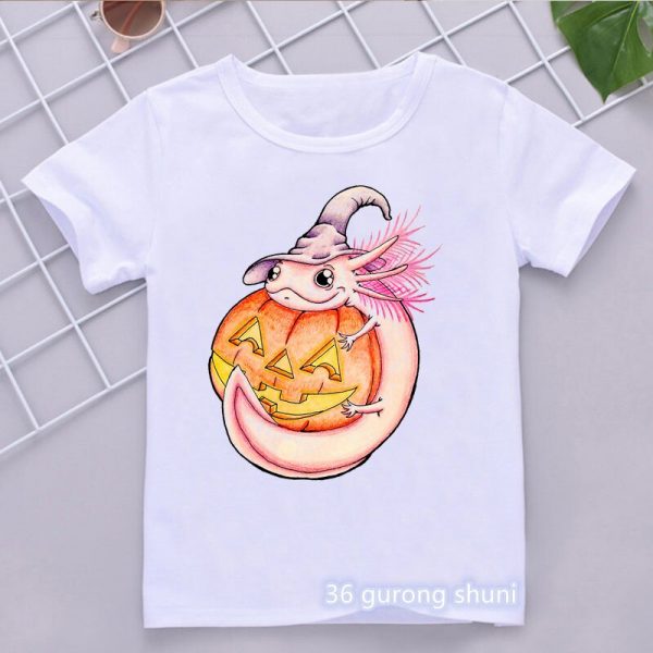 2022 Donut Axolotl Cartoon Print T Shirt GirlsBoys Kawaii Kids Clothes 3 15 Years Toddler T 1 - Axolotl Plush