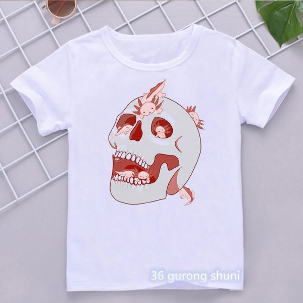 2022 Donut Axolotl Cartoon Print T Shirt GirlsBoys Kawaii Kids Clothes 3 15 Years Toddler T 2 - Axolotl Plush