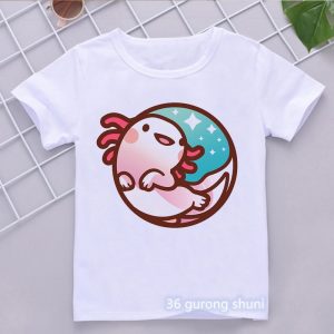 2022 Donut Axolotl Cartoon Print T Shirt GirlsBoys Kawaii Kids Clothes 3 15 Years Toddler T - Axolotl Plush