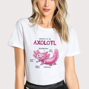 Brand T Shirts Axolotl Print Short Sleeve 2022 Summer New Arrival White High Quality Top Wholesale - Axolotl Plush