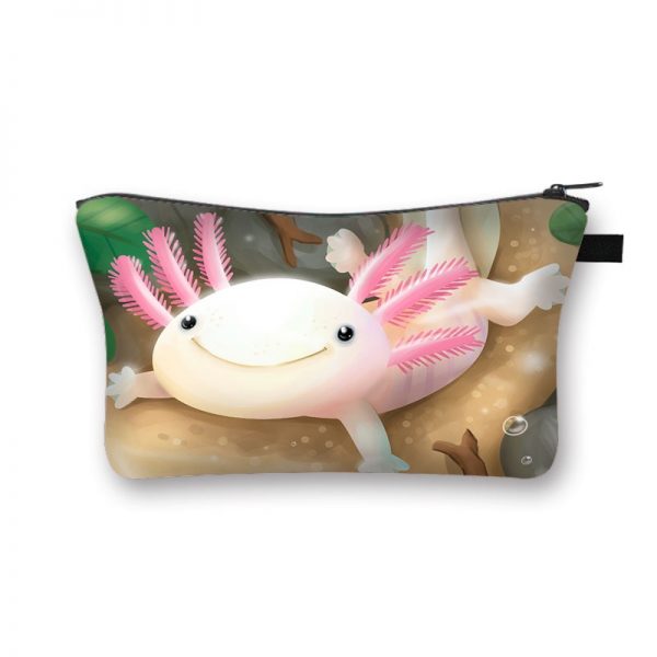 Cute Axolotl Cosmetic Case Gamesolotl Gamer Makeup Bags Kawaii Toiletries Organizers Small Handbag Girls Casual Cosmetic 1 - Axolotl Plush