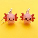Fashion Cute Axolotl Pink Drop Earrings 2021 trend women Silver Sea Creature Unusual Fish hanging Earrings - Axolotl Plush
