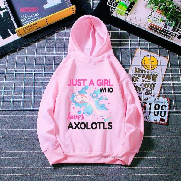 Fashion Just A Girl Who Loves Axolotls Hoodie Aesthetic Children S Pink Sweatshirt Jacket Cute Baby 3 - Axolotl Plush