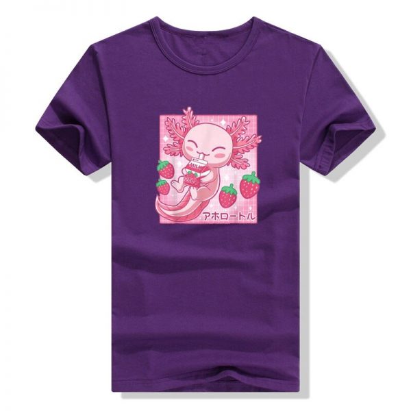 Kawaii Axolotl Strawberry Milk Shake Carton Japanese Anime T Shirt 1 - Axolotl Plush