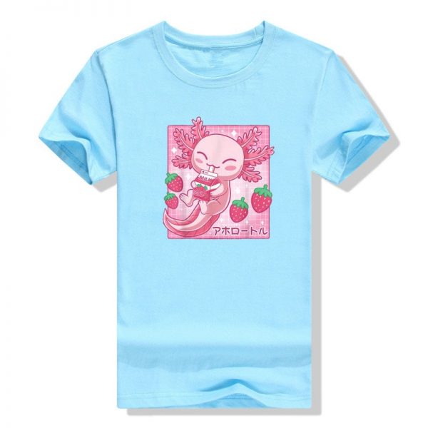 Kawaii Axolotl Strawberry Milk Shake Carton Japanese Anime T Shirt 2 - Axolotl Plush