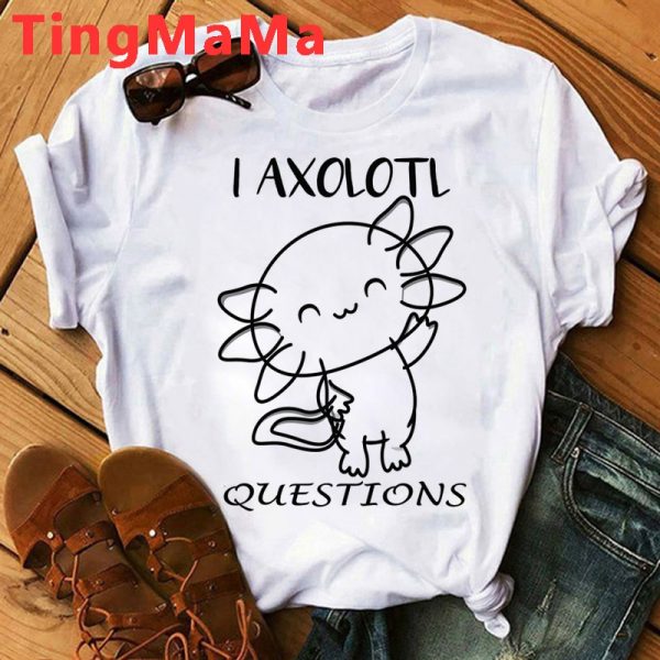 Kawaii Cartoon Axolotl T Shirt Women Funny Summer Tops Anime Graphic Tees Hip Hop Unisex Cute 2 - Axolotl Plush