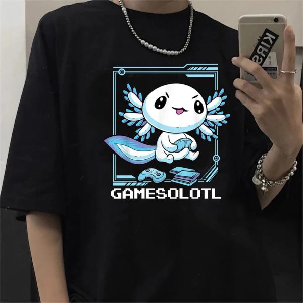 Kawaii Cartoon Gamesolotl Gamer Axolotl T Shirt Women Summer Tops Graphic Tees Hip Hop Unisex Grunge - Axolotl Plush