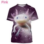Men And Women Short Sleeves Axolotl 3D Printing T shirt New Cartoon Animation Animal Fashion Casual 2 - Axolotl Plush