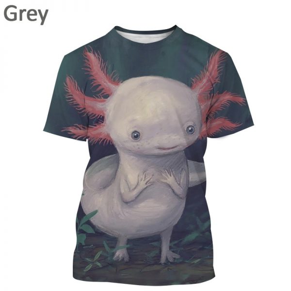 Men And Women Short Sleeves Axolotl 3D Printing T shirt New Cartoon Animation Animal Fashion Casual 5 - Axolotl Plush